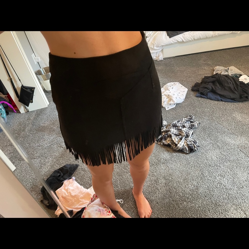 front black suade skirt